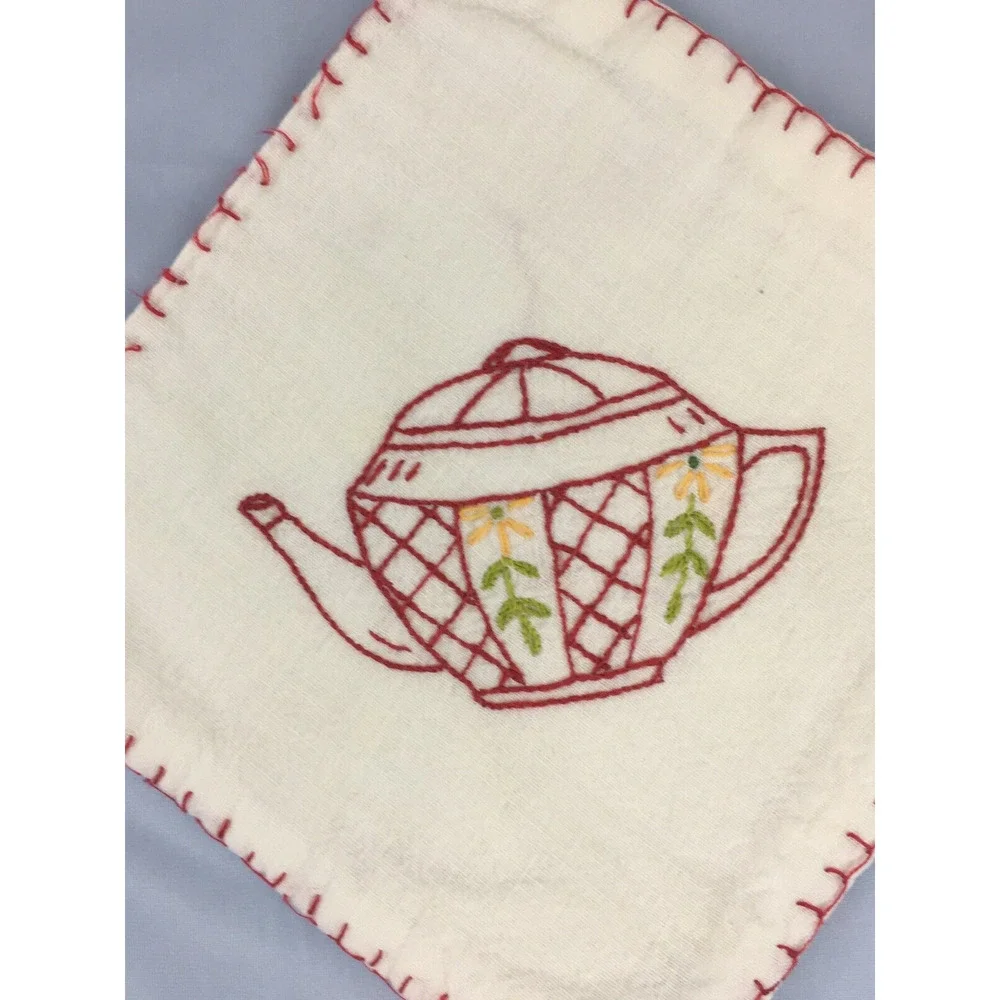 Potholders Hot Pads teapot Pink White country cottage core MCM lot of 2